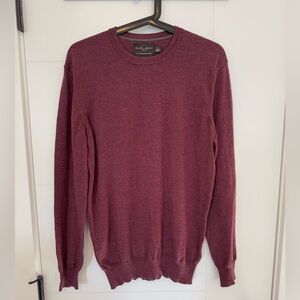 Black Brown 1826 Merino Wool Crewneck Sweater M Burgundy Slim Fit Italy